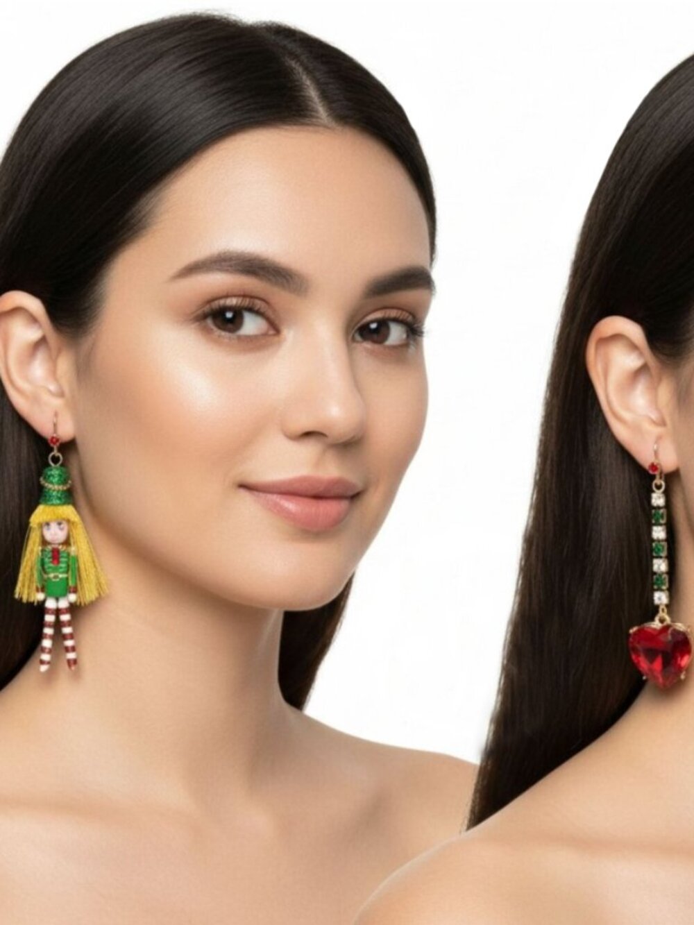 BETSEY JOHNSON EARRINGS NUTCRACKER HEART MISMATCHED HOLIDAY
